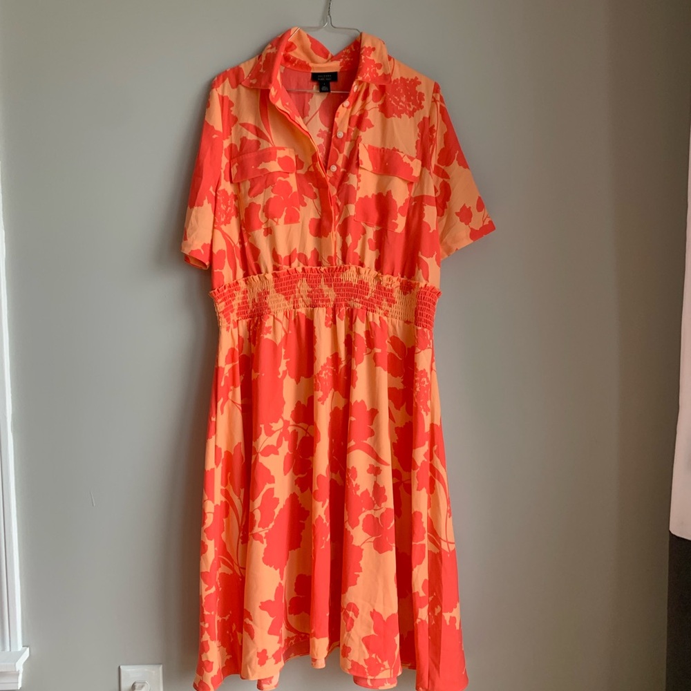 Peach floral halogen shirt dress